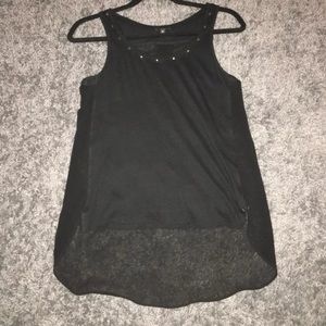 Black, Mesh Dressy High-Low Tank